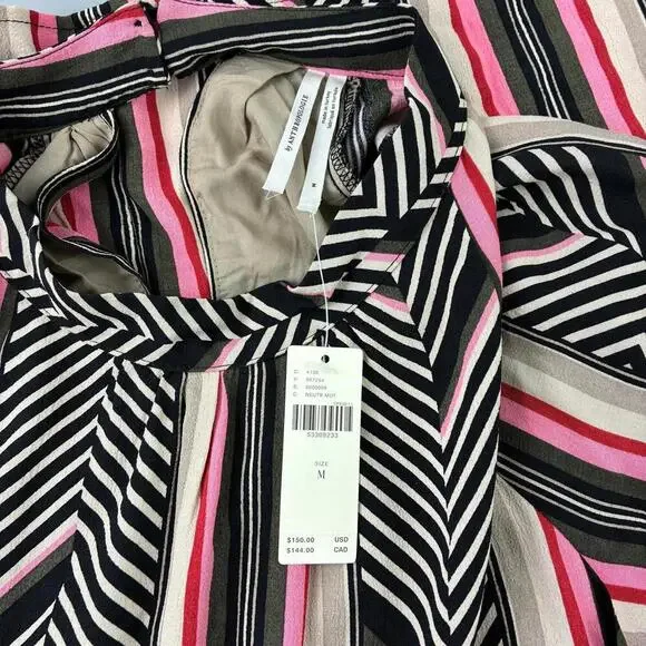 Anthropologie Geometric Pattern Striped Midi Dress with High Neck -NWT - Picture 8 of 14